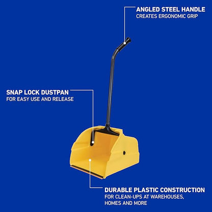 Quickie Debris Dustpan with Handle, Jumbo Debris Pan, Trash Collection for Industrial/Professional Cleaning