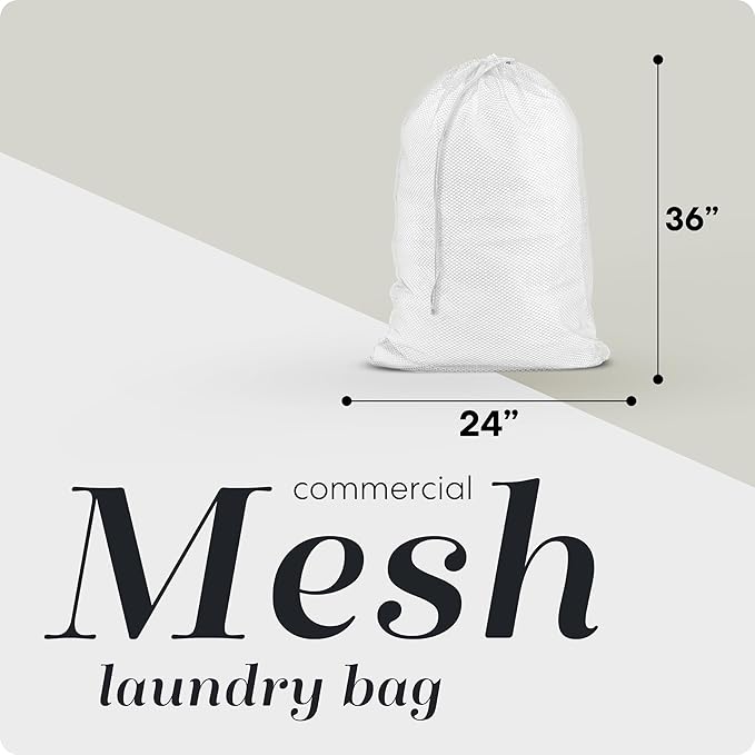 Handy Laundry Mesh Laundry Bag, Extra Large 24" x 36" – Heavy Duty, Machine Washable, Secure Drawstring Closure, Durable Mesh for Delicates, Travel, College Dorm, Storage, White