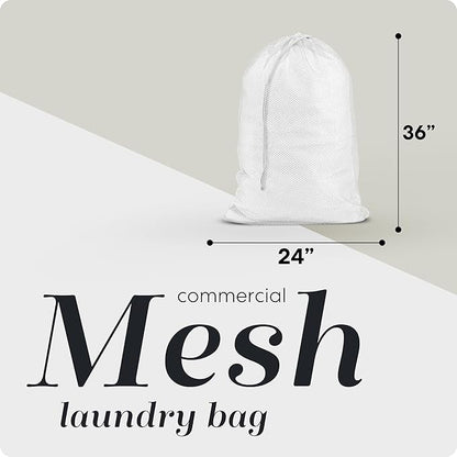 Handy Laundry Mesh Laundry Bag, Extra Large 24" x 36" – Heavy Duty, Machine Washable, Secure Drawstring Closure, Durable Mesh for Delicates, Travel, College Dorm, Storage, White