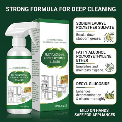 Multifunctional Kitchen Appliance Cleaner Spray Degreaser For Stove Oven Microwave Stainless Steel Pan Liquid Scrubber Remove Grease Oil Stain Residue Surface Brightening Polish 120ml(3PCS)