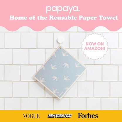 Papaya Reusable Paper Towels, Premium Swedish Dishcloths with Hook, Non-Scratch Reusable Paper Towel, 1 Sheet Replaces 17 Rolls - 2 Sheets, 1 Hook