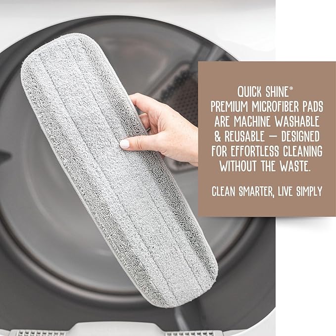 Quick Shine All-in-One Mop Kit 3 Pack Refill Microfiber Pads, 1 ea. of The Clean+Dust, Clean+Polish and Wet+Dry Pads