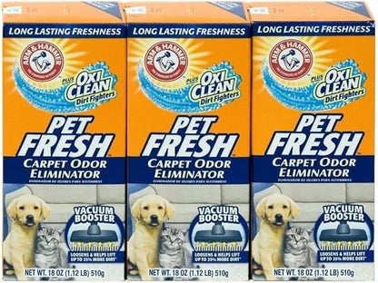 Arm & Hammer Pet Fresh Carpet Odor Eliminator Plus Oxi Clean Dirt Fighters (Pack of 3), 48.9 Ounce