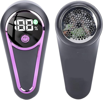 banapoy Fabric Shaver, Electric Lint Remover Portable Sweater Defuzzer, 6 Leaf Blades, Digital LED Display, Remove Pilling for Clothes, Furniture, Sweater, Blanket (Grey Purple)