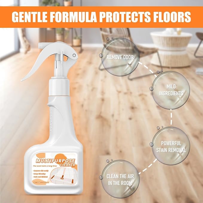 Multi-Purpose Gentle Formula Wood Cleaning Spray, Powerful Degreasing Cleaner Spray, Powerful Decontamination Floor Cleaner, All Purpose Cleaning Spray for Bathroom Kitchen Household Cleaning (2Pcs)