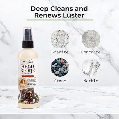KleanLogik Headstone Cleaner For Graves & Memorials, Tombstone Cleaner Solution Removes Dirt & Plant Growth To Restore Natural Luster To Granite, Marble, Slate, Concrete, Limestone & Stone, 3-Pack