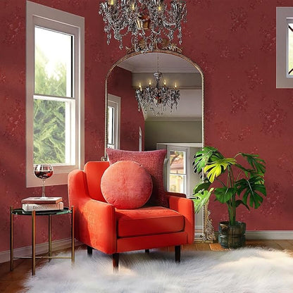Dark Red Peel and Stick Wallpaper Textured Embossed Floral Contact Paper Peel and Stick 393inL78.7inW Retro Crimson Red Flower Self Adhesive Removable Wallpaper for Bathroom Waterproof Thicken