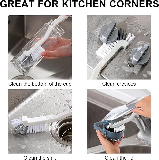 Kitchen Scrub Brush Edge Corner Cleaning Brush Hard Bristle Cleaning Supplies for Kitchen, Bathroom, Corner, Grout, Sink, Cup, Teapot, Bottle, Blender