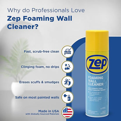 Zep ZUFWC18 Foaming Wall Cleaner, 18 oz, Clear