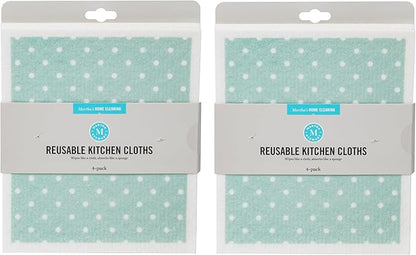 Martha Stewart Swedish Kitchen Absorbent Sponge Dish Cloths, Polka Dots, 8 Count