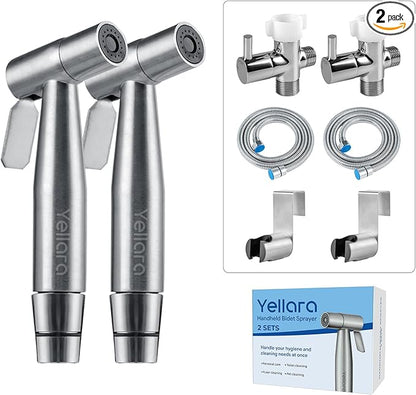 Handheld Bidet Sprayer Kit for Toilet – 2 Sets, Feminine Wash, Toilet Cleaning - Stainless Steel, Adjustable Water Pressure, Easy Installation