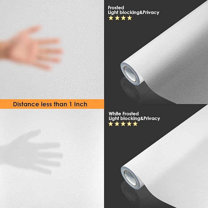 Window Privacy Film with Installation Tools, Frosted Glass Window Film, Heat Blocking Static Clings Reusable Frosting Window Film for Bathroom, Home, Office - 29.5 Inch X 6.5 Feet