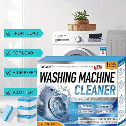Washing Machine Cleaner Tablets 12 Pack – Deep Cleaning and Deodorizer for Front Load, Top Load, HE Washers – Removes Residue, Soap Scum, Odors from Drum, Seals, Hoses, Pipes