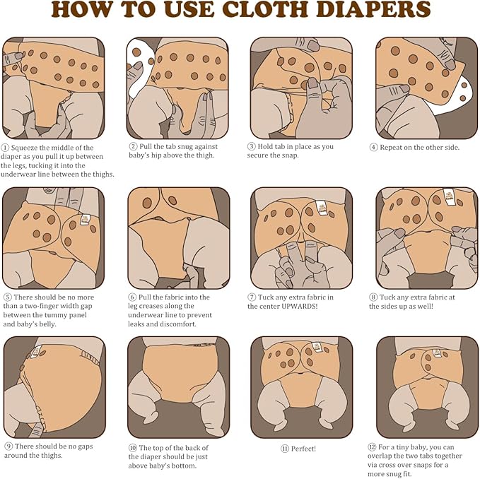 Mama Koala 3.0 Cloth Diapers for Babies with Suede Cloth Lining, Reusable Washable One Size Adjustable Pocket Diapers for Newborn and Toddler, 6 Pack with 6 5-Layer Natural Inserts (S-My Warm Heart)