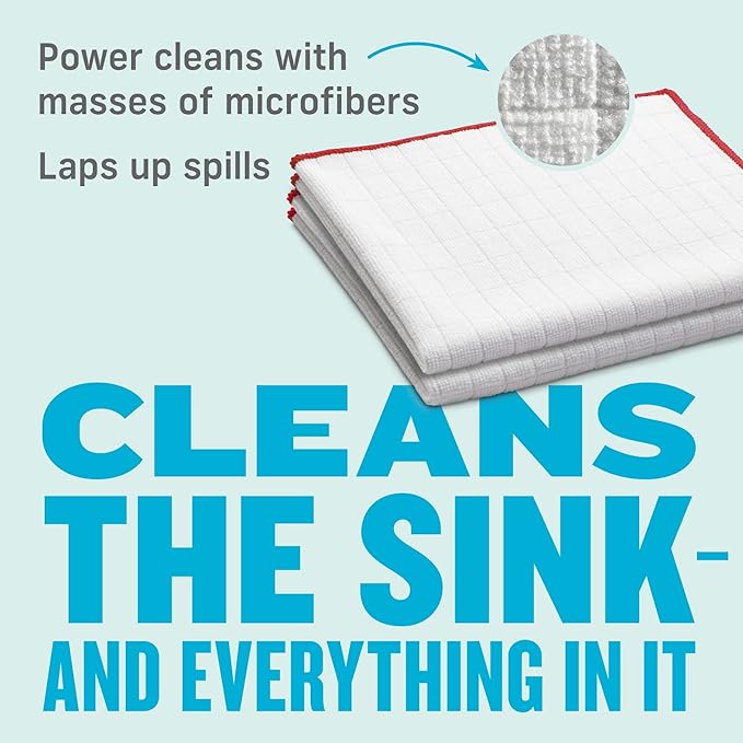 E-Cloth Paper Towel Replacement Cloth, Premium Microfiber Cleaning Cloth, Ideal Dish Towels for Drying Dishes, Glassware, Cookware and Countertops, 100 Wash Guarantee, 4 Count