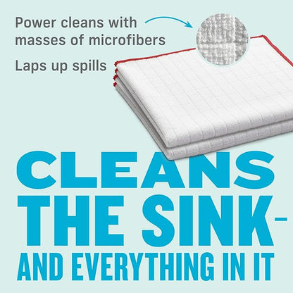 E-Cloth Paper Towel Replacement Cloth, Premium Microfiber Cleaning Cloth, Ideal Dish Towels for Drying Dishes, Glassware, Cookware and Countertops, 100 Wash Guarantee, 4 Count