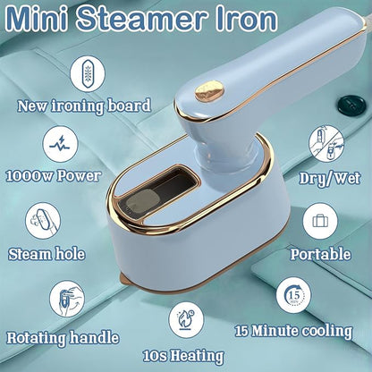 Travel Steamer Iron for Clothes Mini - Portable Ironing Machine Travel Small Size Portable Steamer Travel College Dorm Home Essentials (SkyBlue)