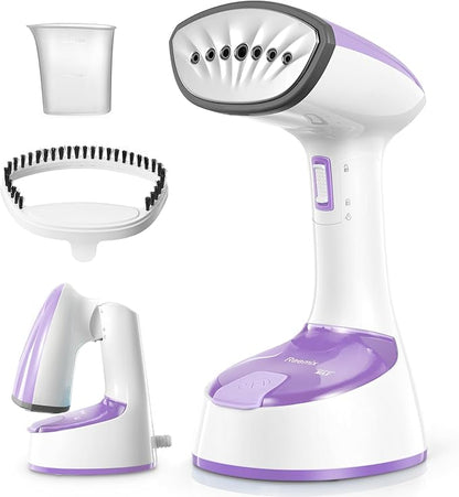 Reemix Steamer for Clothes, Folding Handheld Design Garment Wrinkles Remover, 20g/min Strong Penetrating Steam, 25-Sec Fast Heat-up, for Home, Office and Travel (Pink)