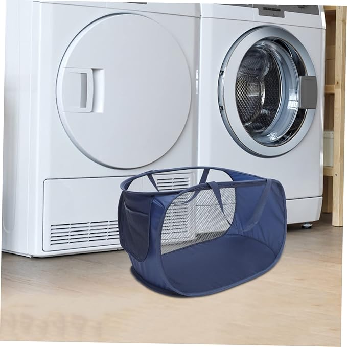 UKCOCO Large Foldable Mesh Laundry Basket with Handles Spacious Wire Hamper for Bedroom Storage Collapsible Clothes Organizer for Home