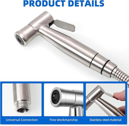 Toilet Bidet Sprayer Head, Durable Stainless Steel Hand Held Shower Bidet, Adjustable Water Pressure Bidet Sprayer, Suitable for Pet Shower