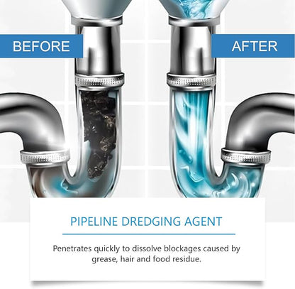 Powerful Pipe Dredging Agent For Kitchen And Toilet Pipelines, Pipeline Dredging Agent, Rapid-Foaming Drain Cleaner for Sink Bathtub Clogs - Heavy-Duty Pipe Maintainer Fast-Acting (2 Pcs)