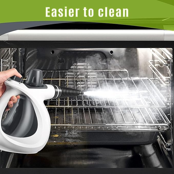 Pressurized Handheld Multi-Surface Natural Steam Cleaner with 12 pcs Accessories, Multi-Purpose Steamer for Home Use, Steamer for Cleaning Floor, Upholstery, Grout and Car (Grey) (Grey)
