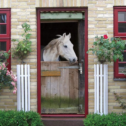 3D Peel and Stick Murals - Horse Wallpaper Self-Adhesive Decals Removable PVC Waterproof Door Poster for Bedroom Living Room 31.5" x 78.7"
