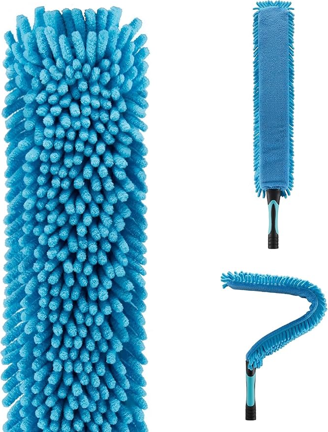 Microfiber Flexible Ceiling Fan Duster with Washable Chenille Dusting Cloth, Use by Hand or Attach to Extension Poles (6)