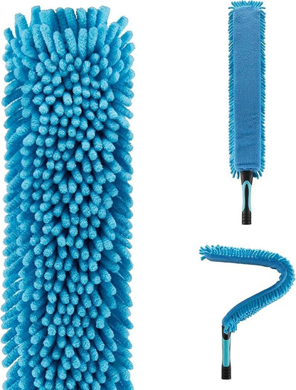 Microfiber Flexible Ceiling Fan Duster with Washable Chenille Dusting Cloth, Use by Hand or Attach to Extension Poles (3)
