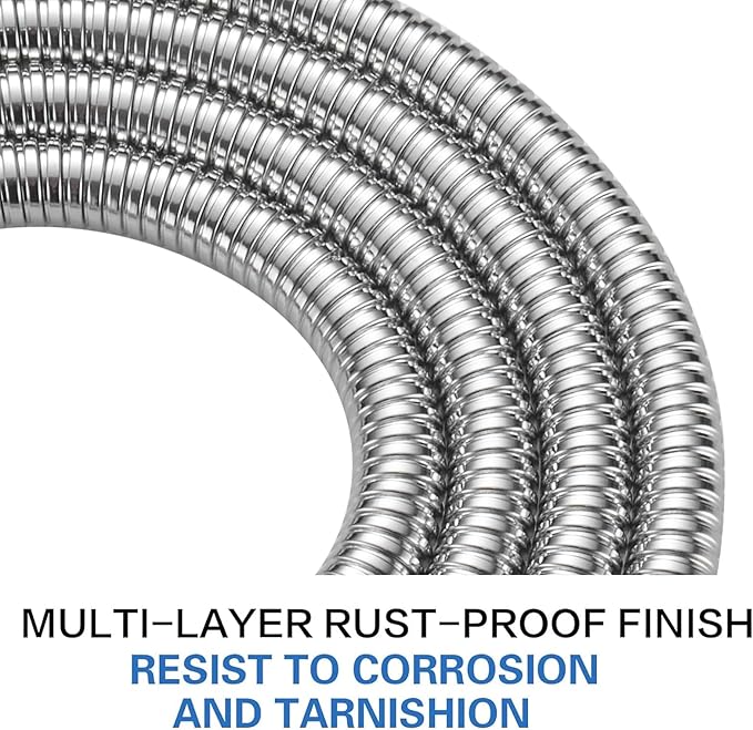 RUMOSE 98 inches Shower Hose Extra Long Stainless Steel Shower Tube Attachment Flexible Handheld Shower Sprayer Hose, Polished Chrome