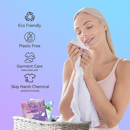 YUCO Travel Pack Laundry Detergent Sheets 2 Pack of 5 Sheet for Overnight Week Travel, Envelope Pouch Carry Everywhere, for Clothing Deep Clean Grament Freshen, Hypoallergenic, Fresh and Lavender