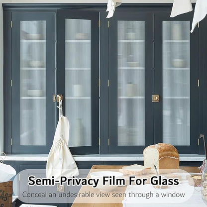 VELIMAX Reeded Glass Privacy Film, Frosted Window Vinyl, 3D Decorative Window Decals Non Adhesive for Bathroom, Living Room 23.6x157.4 inches