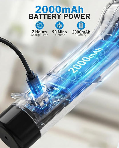 Electric Spin Scrubber, 3-Speed Cordless Shower Scrubber with 90° Adjustable & 10 Replaceable Brush Heads, 90 Mins Runtime & Full-Body IPX7 Waterproof Shower Cleaner Brush with Long Handle