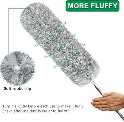 100-inch Extra-Long Dusters, Cleaner Tools with Extension Pole and Bendable and Washable Microfiber Head, Feather Duster for High Ceilings,Ceiling Fan,Furniture