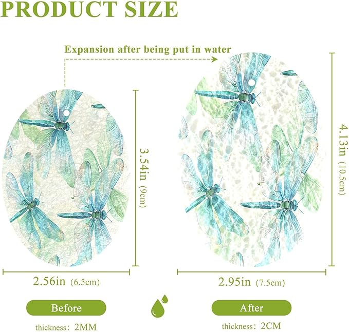 Dragonfly Kitchen Scrub Sponges, Pop-up Kitchen Cleaning Sponges Reusable Dish Washing Sponges for Bathroom Household Cleaning 3 Pack - Non Scratch Scrubber