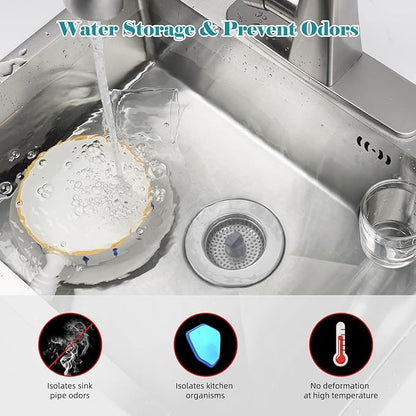 Universal Stainless Steel Kitchen Sink Drain Strainer Stopper, 3-in-1 Sink Stopper Strainer for Standard 3-1/2 Inch Kitchen Sink, Chrome-plated Shell with 304 Stainless Steel Mesh Strainer Basket