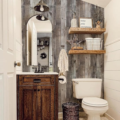 Livebor Gray Shiplap Peel and Stick Wallpaper Wood Contact Paper 17.7”x 393.7” Distressed Wood Wallpaper Peel and Stick Wooden Wall Gray Contact Paper Rustic Shiplap Plank for Walls and Countertops