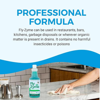 Fly-Zyme, Highly Concentrated Enzyme Drain Cleaner for Pipes, Drain Gel for Fruit Flies, Organic Waste Degrader & Odor Neutralizer, 32 fl oz, Pack of 2