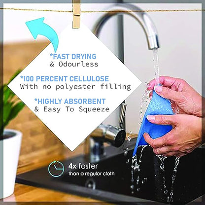 Wholesale EcoJeannie Eco-Friendly German Cleaning Cloth 100% Biodegradable Cellulose Sponge Cloths, Kitchen Cloths, GMO-Free, Reusable - Made in Germany Packaged in P.R.C. (12 Pack)