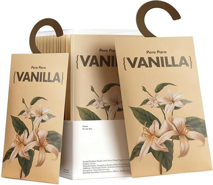 12 Packs Vanilla Potpourri Scented Sachets for Drawers and Closets，【Deodorizer for Stagnant Air】Odor Eliminator，hanging Paper Air Fresheners for Clothes Long Lasting