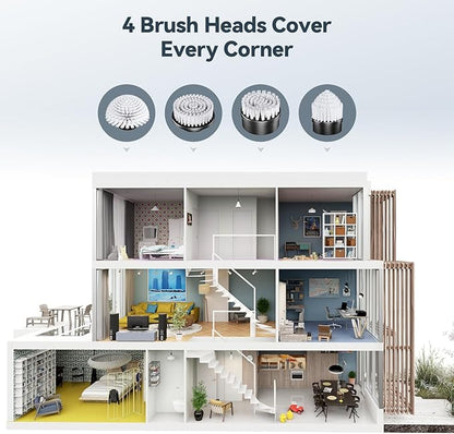 4 Replaceable Brush Heads for Uaoaii 21V Electric Spin Scrubber, Cordless Shower Scrubber Replacement Brushes for Bathrooms, Kitchens, Floors, Tiles, Tubs Cleaning