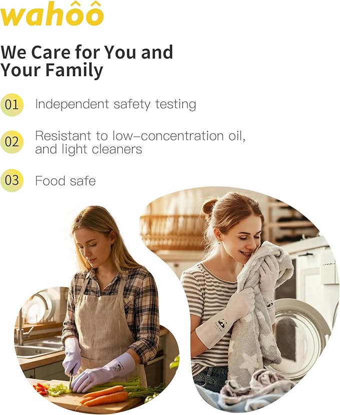 LANON 3 Pairs wahoo Nitrile Cleaning Gloves, Latex free Reusable Dishwashing Gloves for Kitchen, Bathroom, Gardening, Pet Care,Heavy-Duty, Durable, Non-Slip,12 Mil,Colorful Medium