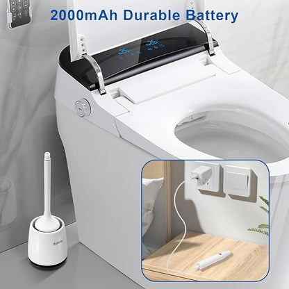 Electric Toilet Brush,Silicone Toilet Brush,Toilet Brush,Toilet Bowl Brush and Holder Set with Ventilated Holder，with 1 Crevice Cleaning Brushes