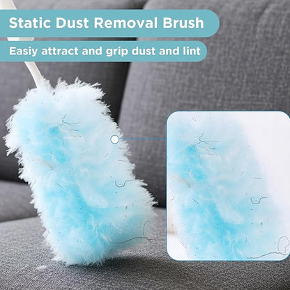 60 Count Duster Refills, 360° Heavy Duty Dusters Kit Disposable Microfibre Dusters with Extendable Handle Multi Surface Duster for Cleaning Furniture Blind Ceiling Fan Home