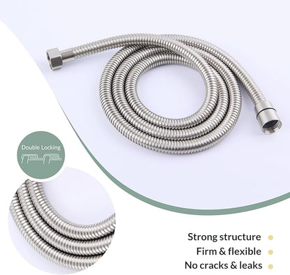Flexible Shower Hose 59 Inches, APLusee 304 Stainless Steel Shower Tube With Swivel Brass Connector, Extension Replacement Part For Handheld Sprayer And Bidet, Brushed Nickel