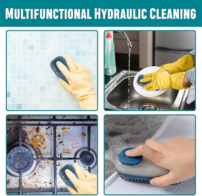 Multi-Functional Cloth Brush for Washing Clothes Kitchen Dish Cleaning with Liquid Dispenser | Soft Bristles for Laundry Shoe Cleaning Washing Pot Tile Cleaning | Multi Color (Pack of 1)