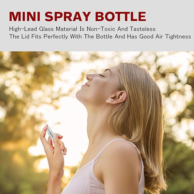 Mini Spray Bottle 2ml, Refillable Glass Spray Bottle, Glass Bottle Atomizer, Perfume Mouthwash Atomizer for Cleaning Refillable Container for Travel, Essential Oils, Perfume 60 Pcs, 2ml