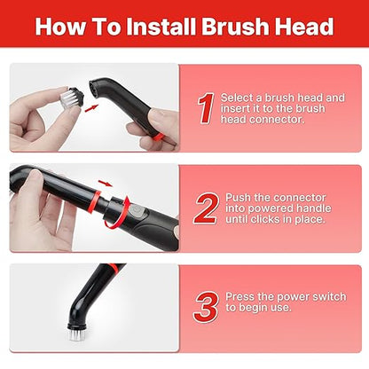 Shop-Vac Electric Spin Scrubber with 2000RPM Motor, 90Min Long Runtime with 5 Replaceable Head, LED Display and IPX6 Waterproof, Cordless Electric Scrubber for Cleaning Grout, Tile, Bathroom, Kitchen