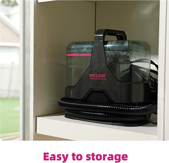 WECLEAN C3 Handheld Carpet and Upholstery Cleaner, Portable Spot Cleaner with 18Kpa Suction and 600W Motor, Dual-Tank Carpet Cleaner Machine for Car, Stairs, Sofa, Furniture Black and Pink