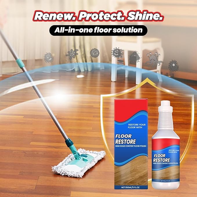Floor Restore Cleaner, High Solid Content Floor Polish for Shine Renewal & Protective Layer, Helps Conceal Small Scratches, Quick-Drying Protective Finish (2 PACK)